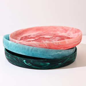 Luxe multicolore abricot tourbillon rond plateau en résine Style Unique tourbillon rose plateau de service décor de Table Restaurant hôtel fournitures - Product Image 5