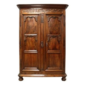 Luxury Handcrafted Solid Wood 2 Door <b>Wardrobe</b> Ornate Botanical Carving Antique Finish Armoire - Product Image 1