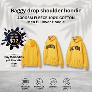 Sweat à capuche oversize décontracté pour homme, 100% coton molletonné, coupe ample, style streetwear hiver - Product Image 5