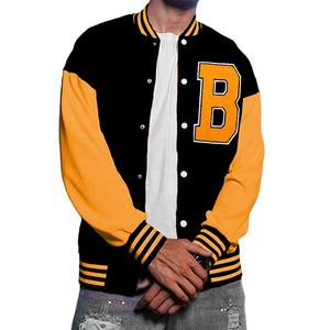OEM personalizado ropa deportiva de los hombres de la vendimia Letterman chaqueta de los hombres de pie de primavera Chenille bordado parche de cuero de la manga del estilo de Bombardero - Product Image 3