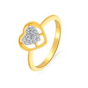 Delicado Anillo de Corazón de Oro Amarillo de 14K con Diamantes Engastados, Anillo de Compromiso para Mujer, Oro Sólido, Regalo para Ella - Product Image 1