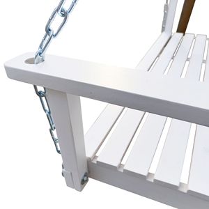 White Easy-to-assemble <b>Wood</b> <b>Bench</b> <b>Swing</b> with Armrests for Outdoor Patio <b>Garden</b> Yard Porch Backyard Sunroom-Front Porch Furniture - Product Image 5