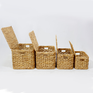 Natural Seagrass Eco-Friendly Luxury <b>Storage</b> <b>Baskets</b> with Lid and Handle Multifunction Design for Neatening/<b>Storage</b> - Product Image 6