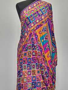 Women's Silk Embroidered <b>Floral</b> Reversible Long <b>Scarf</b> Traditional <b>Scarves</b> Shawls & Hijab Pattern for Daily Wear All Seasons - Product Image 2
