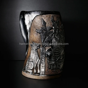 Mug en corne de Viking de haute qualité avec base en bois, artisanat naturel le plus vendu pour les fêtes et les mariages - Product Image 5