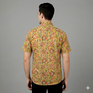 Chemise décontractée à manches courtes pour homme, imprimé floral, col rabattu, tissu popeline 100% coton, séchage rapide et écologique, vêtements d'été - Product Image 4