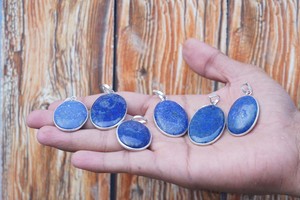 Pendentif Charme Vintage en Lapis Lazuli Naturel, Plaqué Argent, Fait Main, Pierre Précieuse Verte, Bijoux de Luxe en Cristal, Vente en Gros - Product Image 4