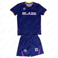 Maillot de football personnalisé pour hommes, entraînement club, vêtements de football bleu originaux à séchage rapide, uniformes de club de football + short