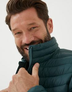Blouson matelassé vert foncé pour homme, col montant, fermeture éclair, coupe-vent, décontracté, coupe ajustée, rembourrage en polyester, pour l'automne - Product Image 4