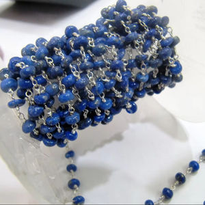 Chaîne de chapelet en lapis-lazuli naturel, perles lisses de 8 mm, chaîne perlée enroulée de fil de 8 mm - Product Image 4