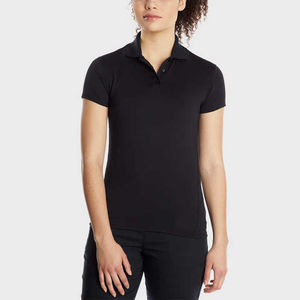 Polo pour femme à séchage rapide en coton uni, manches courtes, style décontracté et sportif avec col rabattable pour la vente en gros - Product Image 1