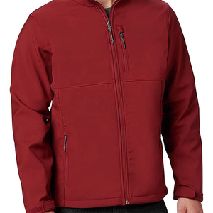 Veste en polaire rouge pour homme, col montant, fermeture éclair, coupe-vent, vêtements décontractés pour l'extérieur, coupe régulière, couleur unie, matière polyester - Product Image 6