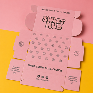 Boîte cadeau en carton ondulé rose personnalisée, boîte à donuts pliable, emballage alimentaire en papier, emballage à emporter pour boulangerie - Product Image 3