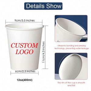 Customizable Logo Biodegradable Kraft Single Double 12Oz 9Oz Ripple Wall Disposable Paper Cup With Gold <b>Foil</b> Printing - Product Image 4