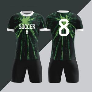 ชุดเสื้อฟุตบอลชาย แขนสั้น โพลีเอสเตอร์ 100% พิมพ์ลายแบบรีดร้อน ระบายเหงื่อ แห้งเร็ว สไตล์เรโทร สีน้ำเงิน-ดำ - Product Image 4