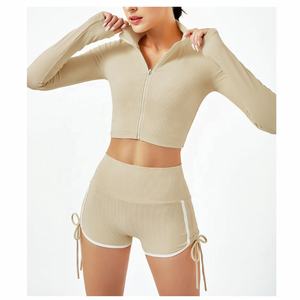 Vente en gros de vêtements de fitness pour la gym Ensembles pour femmes 3 pièces Vestes de yoga Leggings d'entraînement pour femmes - Product Image 5