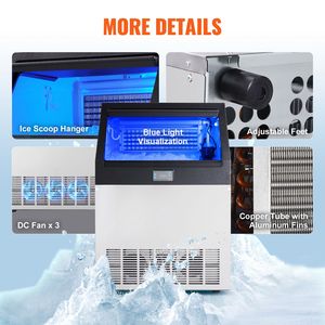 Macchina per il ghiaccio commerciale a mobiletto, 90 cubetti di ghiaccio in 12-15 minuti, per cucine professionali - Product Image 6