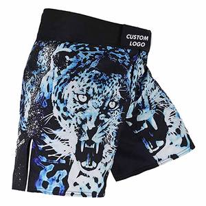 กางเกงมวย MMA/Boxing แบบใหม่ทันสมัย MOQ ต่ำ ผลิตตามสั่ง เนื้อผ้าแห้งเร็ว ระบายความชื้นได้ดี พิมพ์ลาย โพลีเอสเตอร์ 100% สำหรับชุดศิลปะการต่อสู้ - Product Image 1