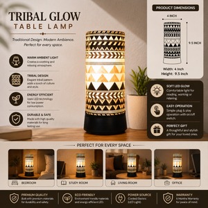 Tribal Pattern LED Table Lamp Warm Ambient Bedside <b>Night</b> <b>Light</b> Modern Decorative Desk Lamp for Bedroom Living Room Office Home - Product Image 5