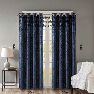 Jacquard damasco lavorato a maglia Total Blackout con occhiello pannello per tenda - Product Image 2