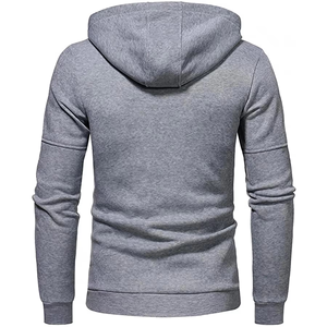 Sweat-shirt à capuche zippé gris pour homme, couleur unie, en molleton respirant, décontracté, pour l'automne - Product Image 4