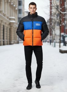 Chaqueta Acolchada Aislante de Tres Tonos Premium - Negra, Azul y Naranja con Logotipo SQS - Product Image 2