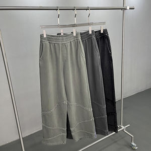 Pantalones de chándal holgados de algodón ligero para hombre, con paneles y cordón, lavado ácido, estilo casual oversize - Product Image 3