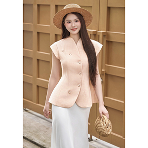 Chaleco Asimétrico Beige para Mujer, Estilo Casual de Oficina, Fabricante OEM ODM YONA, Vietnam - Product Image 1