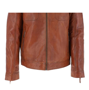 Genuine leather moto <b>jacket</b> Brown <b>biker</b> <b>jacket</b> men Stand collar zipper <b>jacket</b> Regular fit autumn <b>jacket</b> - Product Image 2
