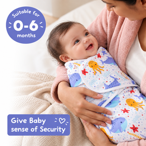 Couverture d'emmaillotage pour bébé en coton biologique 100% tricoté |   Couverture ajustable pour nouveau-né |   Couverture florale unie douce et respirante |   Quatre Saisons - Product Image 3