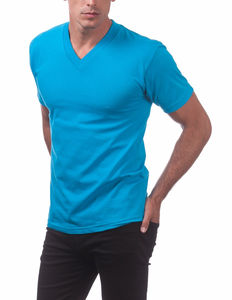 Camisetas de Hombre Color Turquesa, Manga Corta, Cuello en V, Camiseta de Viscosa de Bambú para Hombre, Precio al por Mayor, Transpirable, con OEM - Product Image 3