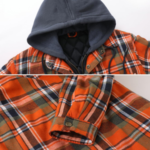 Sweat à capuche en flanelle à carreaux pour homme, fermeture éclair, décontracté, chaud pour l'hiver, à bas prix - Product Image 6