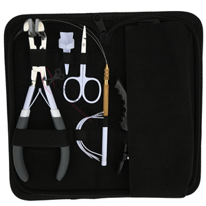 White Hair Extension tools Application Kit with Precision Trimming Shears Rat Comb Tape In <b>Plier</b> Loop Curved Needles Beads Box - Product Image 5