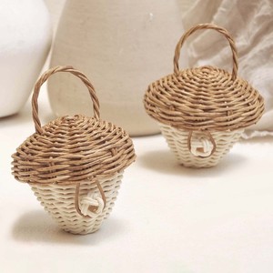 Panier décoratif pour enfants en rotin naturel, fait main, en forme de gland, pour ranger les jouets - Product Image 2