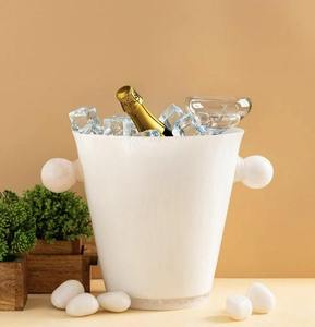 Seau à glace en résine effet marbre fait main, refroidisseur à vin et champagne pour bar, fête et usage domestique - Product Image 1