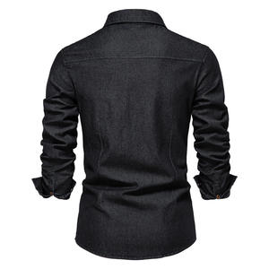 Nueva Camisa Vaquera de Algodón para Hombre, Corte Regular, Doble Botonadura, Manga Larga, Estilo Vaquero Lavado Ácido, Ecológica y de Secado Rápido - Product Image 5