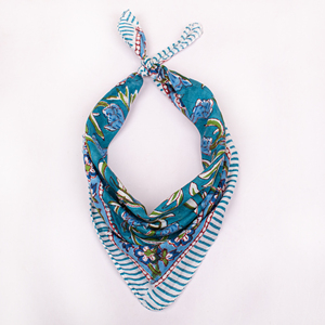 Dark Green Floral Print Square Scarf Cotton Casual Multifunctional Breathable Winter Summer Bandana Neckwear for Adults - Product Image 3