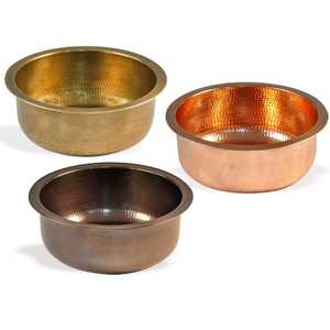 Bol de service en métal noir avec intérieur martelé en cuivre, large rebord, pour fruits sur comptoir, vaisselle de luxe, centre de table, bassin - Product Image 6