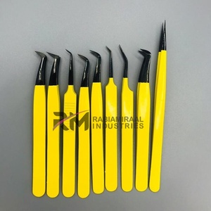 แหนบต่อขนตา RMI สีเหลืองเคลือบผงสแตนเลสป้องกันไฟฟ้าสถิตย์ ขนาด 10 มม. พร้อมหัวพลาสม่าสีดำ 9 แบบ สำหรับขนตาเรียบเนียน - Product Image 4