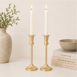 Fine Quality Gold Plated Metal Taper Candle Holders with Twisted Stem Design Vintage Candlestick Stand Modern Home Dining Decor - Product Image 2
