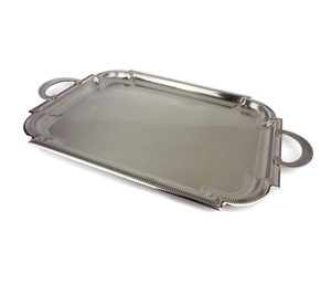 Bandejas Decorativas para Servir Alimentos, Estilo Americano, Diseño de Borde Personalizado, Bandeja Rectangular Hecha a Mano, Bandeja Grande Plateada con Asa - Product Image 2