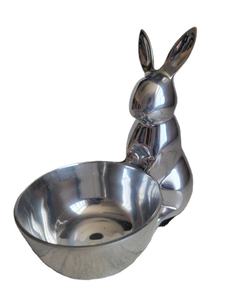 Plato de caramelo de conejito de Pascua de lujo de aluminio plateado pulido hecho a mano bandeja de Metal única pieza central decoración de hogar y oficina fiesta de boda - Product Image 4