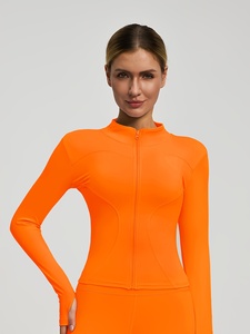 Veste coupe-vent légère pour femme, brodée, doublée, unie, à séchage rapide, zippée, manches longues, pour le yoga, la course à pied et les activités de plein air - Product Image 1