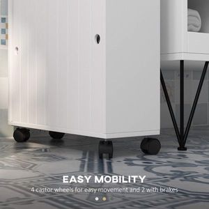 Mobiletto da Bagno Ecologico Bianco Salvaspazio in MDF PVC e Metallo per Soggiorno e Hotel - Product Image 5
