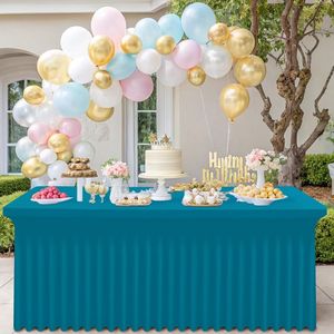 Smiry 6FT Rectangle Waterproof Washable Tablecloth <b>Elastic</b> Spandex Stretch Fitted Cover <b>Skirt</b> for Tables - Product Image 2