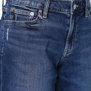 Short en jean taille haute pour femme, cinq poches, fermeture boutonnée, coton délavé, style décontracté, coupe classique, couleur unie, ourlet retroussé - Product Image 6