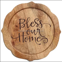 Assiettes de service de luxe en bois d'acacia naturel, écologiques, polies à la main, design européen, fabriquées en Inde, pour Thanksgiving