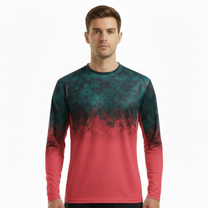 Vêtements de pêche à manches longues respirants et à séchage rapide, 100% polyester, motif cœur personnalisable, chemise décontractée d'été pour hommes - Product Image 3
