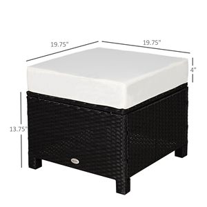 Pouf da esterno in vimini PE da 20 pollici con struttura in acciaio e cuscino resistente allo sbiadimento, nero - Product Image 3
