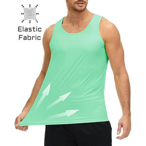 Camiseta deportiva sin mangas para hombre, de algodón y spandex, elástica, transpirable, para fitness y musculación. - Product Image 4